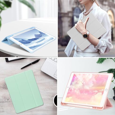 Case Compatible with iPad 9/8/7th Generation 10.2’’2019/2018/2017,Case for iPad 10.2 inch, Shockproof Hard Shell Clear Cover with Pencil Holder,Tablet Cover for iPad 10.2‘‘ with Auto Wake/Sleep,Green in Saudi Arabia