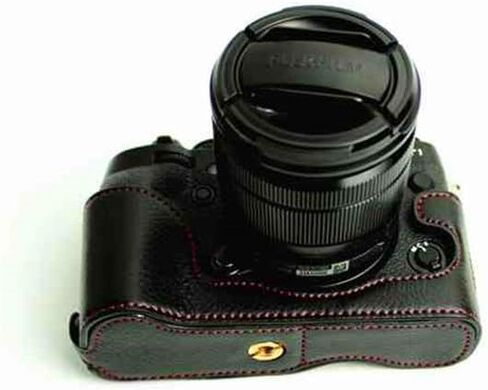 XT1 Case, BolinUS Handmade Genuine Real Leather Half Camera Case Bag Cover for Fujifilm Fuji X-T1 XT1 Opening Version + Hand Strap -Black in Saudi Arabia