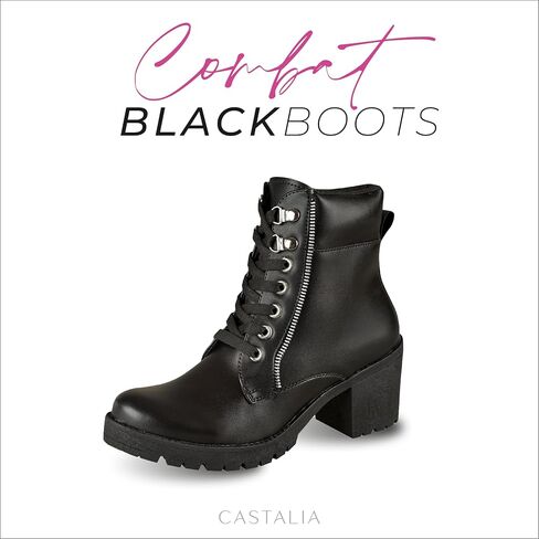 حذاء نسائي من CASTALIA Essentials برباط علوي مريح ومريح، منصة واسعة. بوت عصري للنساء بنعال أحذية أنيقة وواسعة ومريحة. نعل غير قابل للانزلاق، كعب 2 بوصة. in Saudi Arabia