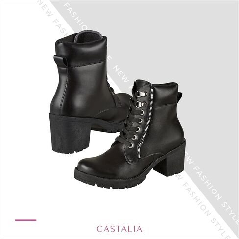 حذاء نسائي من CASTALIA Essentials برباط علوي مريح ومريح، منصة واسعة. بوت عصري للنساء بنعال أحذية أنيقة وواسعة ومريحة. نعل غير قابل للانزلاق، كعب 2 بوصة. in Saudi Arabia