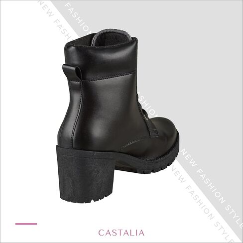 حذاء نسائي من CASTALIA Essentials برباط علوي مريح ومريح، منصة واسعة. بوت عصري للنساء بنعال أحذية أنيقة وواسعة ومريحة. نعل غير قابل للانزلاق، كعب 2 بوصة. in Saudi Arabia