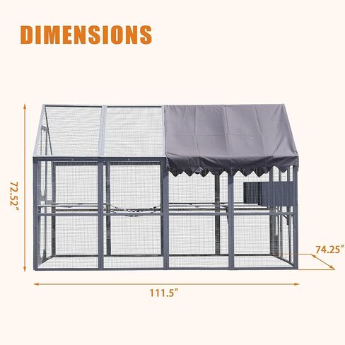 68 Inch Wooden Catio Outdoor Cat Enclosure w/Napping Houses, Luxury Kitty-House with Jumping Platforms & Weatherproof Asphalt Roof, Walk-in Kitty Kennel Condo Shelter in Saudi Arabia