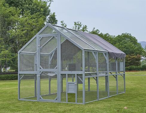 68 Inch Wooden Catio Outdoor Cat Enclosure w/Napping Houses, Luxury Kitty-House with Jumping Platforms & Weatherproof Asphalt Roof, Walk-in Kitty Kennel Condo Shelter in Saudi Arabia