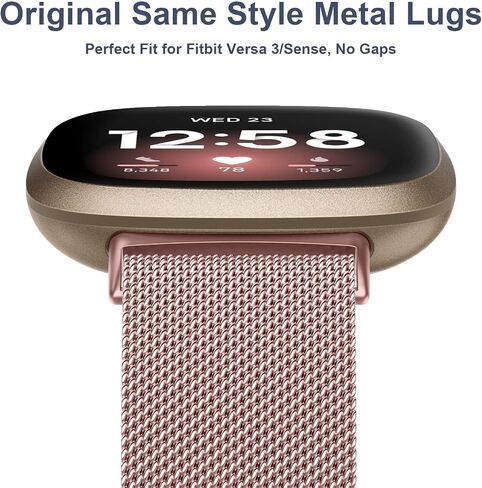 Amzpas Band for Fitbit Versa 4 Bands النساء والرجال، شبكة من الفولاذ المقاوم للصدأ حزام سوار بديل مغناطيسي متوافق مع Fitbit Sense 2 /Versa 4 / Fitbit Versa 3/Sense Smartwatch in Kuwait