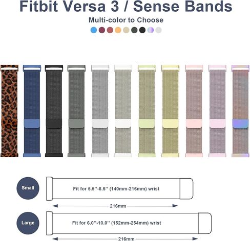 Amzpas Band for Fitbit Versa 4 Bands النساء والرجال، شبكة من الفولاذ المقاوم للصدأ حزام سوار بديل مغناطيسي متوافق مع Fitbit Sense 2 /Versa 4 / Fitbit Versa 3/Sense Smartwatch in Kuwait