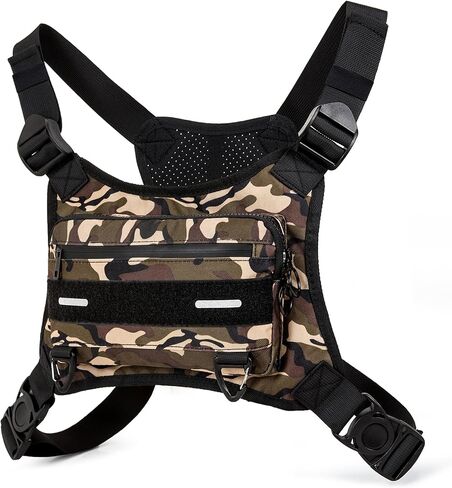 حقيبة صدر للجري في الهواء الطلق من أوبيج للرجال مع مساحة تخزين إضافية، حقيبة صدر رياضية مقاومة للماء، حقائب خصر خفيفة الوزن للجري للتدريبات وركوب الدراجات والمشي لمسافات طويلة (أسود) in Kuwait