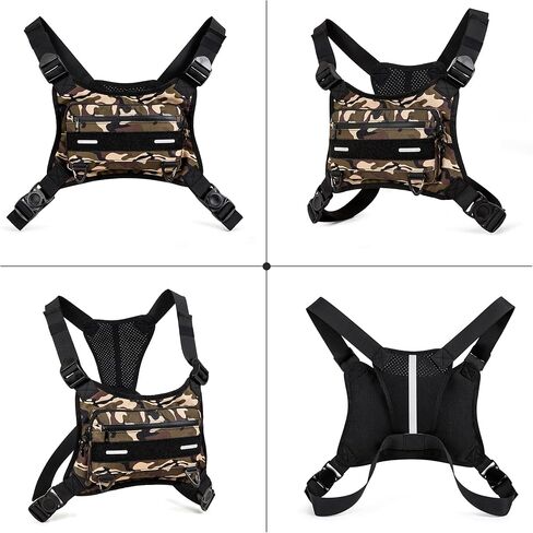 حقيبة صدر للجري في الهواء الطلق من أوبيج للرجال مع مساحة تخزين إضافية، حقيبة صدر رياضية مقاومة للماء، حقائب خصر خفيفة الوزن للجري للتدريبات وركوب الدراجات والمشي لمسافات طويلة (أسود) in Kuwait