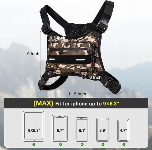 حقيبة صدر للجري في الهواء الطلق من أوبيج للرجال مع مساحة تخزين إضافية، حقيبة صدر رياضية مقاومة للماء، حقائب خصر خفيفة الوزن للجري للتدريبات وركوب الدراجات والمشي لمسافات طويلة (أسود) in Kuwait