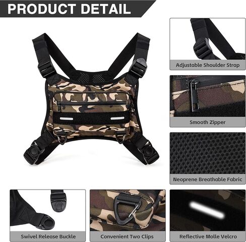 حقيبة صدر للجري في الهواء الطلق من أوبيج للرجال مع مساحة تخزين إضافية، حقيبة صدر رياضية مقاومة للماء، حقائب خصر خفيفة الوزن للجري للتدريبات وركوب الدراجات والمشي لمسافات طويلة (أسود) in Kuwait