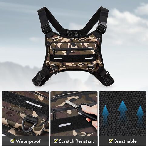 حقيبة صدر للجري في الهواء الطلق من أوبيج للرجال مع مساحة تخزين إضافية، حقيبة صدر رياضية مقاومة للماء، حقائب خصر خفيفة الوزن للجري للتدريبات وركوب الدراجات والمشي لمسافات طويلة (أسود) in Kuwait