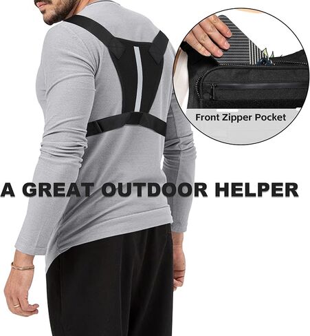 حقيبة صدر للجري في الهواء الطلق من أوبيج للرجال مع مساحة تخزين إضافية، حقيبة صدر رياضية مقاومة للماء، حقائب خصر خفيفة الوزن للجري للتدريبات وركوب الدراجات والمشي لمسافات طويلة (أسود) in Kuwait