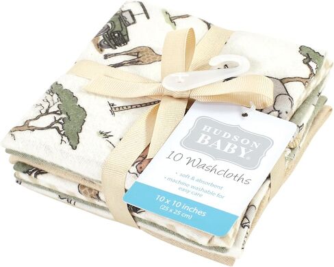 Hudson Baby Unisex Baby Flannel Cotton Washcloths, Cute Farm 10 Pack, One Size in Kuwait