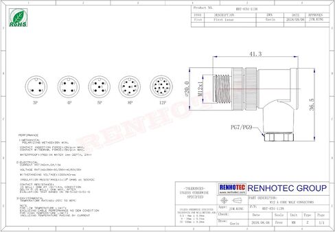 M12 Cable Connector Screw-Joint Termination Right Angle Non-Shield (4 Pin Female A-Code) in Kuwait