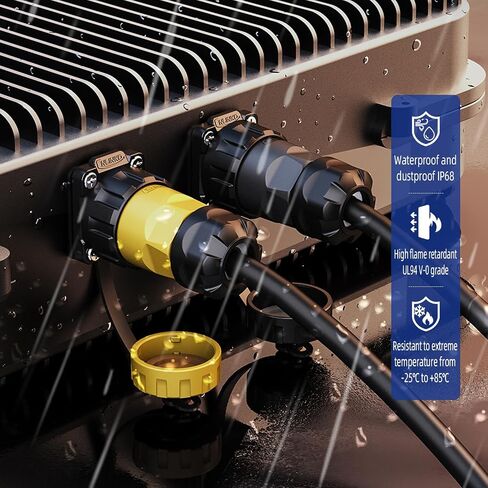 CNLINKO YM-20 RJ45 Waterproof Connector Set, CAT6 Ethernet Connector 8P8C Dual Port Connector, Panel Mount Receptacles Socket, IP68 Waterproof Connector (Black RJ45 4-Hole Set) in Saudi Arabia