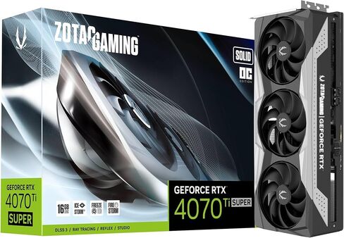 ZOTAC Gaming GeForce RTX 4070 Ti Super Solid OC DLSS 3 16GB GDDR6X 256-bit 21 Gbps PCIE 4.0 بطاقة رسومات الألعاب، IceStorm 2.0 تبريد متقدم، ZT-D40730RC-10P in Kuwait