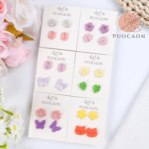 Puocaon Rose Polymer Clay Cutters - 7 قطع قواطع طين لمجوهرات طين البوليمر، أدوات طين البوليمر لصنع أقراط طين زهرة الورد، قالب طين بوليمر بتلات الزهور للمجوهرات، قواطع طين ثلاثية الأبعاد in Saudi Arabia