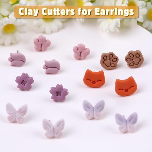 Puocaon Rose Polymer Clay Cutters - 7 قطع قواطع طين لمجوهرات طين البوليمر، أدوات طين البوليمر لصنع أقراط طين زهرة الورد، قالب طين بوليمر بتلات الزهور للمجوهرات، قواطع طين ثلاثية الأبعاد in Saudi Arabia