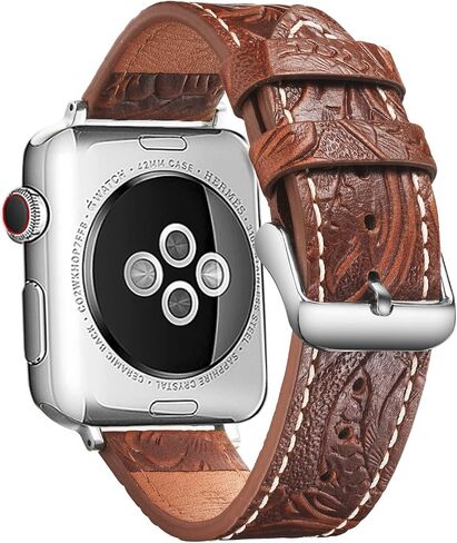 Leather Watch Bands Compatible with Apple Watch 38/40/41mm 42/44/45/49mm Women Genuine Leather Classic Vintage Replacement Strap for Men iWatch Series Ultra/8/7/SE/6/5/4/3/2/1 in Kuwait