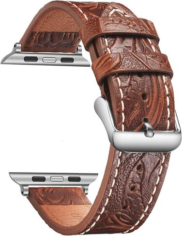 Leather Watch Bands Compatible with Apple Watch 38/40/41mm 42/44/45/49mm Women Genuine Leather Classic Vintage Replacement Strap for Men iWatch Series Ultra/8/7/SE/6/5/4/3/2/1 in Kuwait