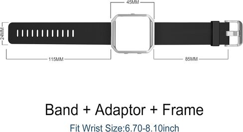 Simpeak Sport Band Compatible with Fitbit Blaze Smartwatch Sport Fitness, Silicone Wrist Band with Meatl Frame Replacement for Fitbit Blaze Men Women, Large, Black Band+Silver Frame in Kuwait