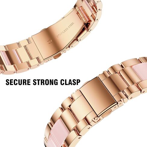 GELISHI Compatible with Apple Watch Band 46mm 45mm 44mm 42mm Women Bling Stainless Steel Resin Band Bracelet Fashion Wristband for Watch Series 9 8 7 6 5 4 3/ SE 2, Rose Gold/Pink in Kuwait