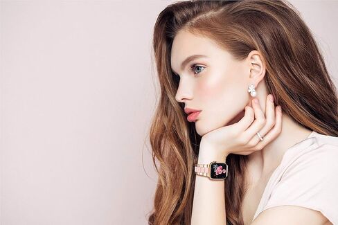 GELISHI Compatible with Apple Watch Band 46mm 45mm 44mm 42mm Women Bling Stainless Steel Resin Band Bracelet Fashion Wristband for Watch Series 9 8 7 6 5 4 3/ SE 2, Rose Gold/Pink in Kuwait