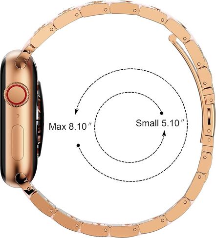 GELISHI Compatible with Apple Watch Band 46mm 45mm 44mm 42mm Women Bling Stainless Steel Resin Band Bracelet Fashion Wristband for Watch Series 9 8 7 6 5 4 3/ SE 2, Rose Gold/Pink in Kuwait
