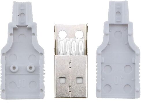 MEETOOT 10 Sets USB 2.0 Connector Type A Male 4-Pin Plug Port Socket and White Plastic Cover Kit in Saudi Arabia
