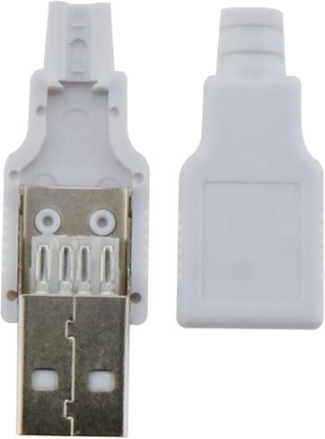 MEETOOT 10 Sets USB 2.0 Connector Type A Male 4-Pin Plug Port Socket and White Plastic Cover Kit in Saudi Arabia