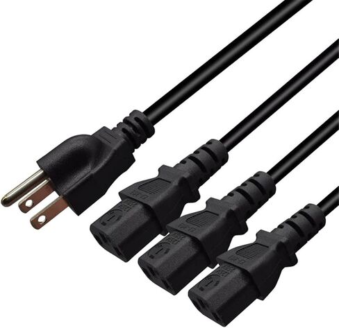 NEMA 5-15P إلى 3X C13 - كابل C13 Y، كابل مقسم سلك الطاقة Y - طاقة 3 أجهزة، قابس أمريكي 3 أقطاب إلى 3 C13 سلك مقسم طاقة الكمبيوتر (5-15P إلى 3X C13 (3.2FT/1M)) in Kuwait