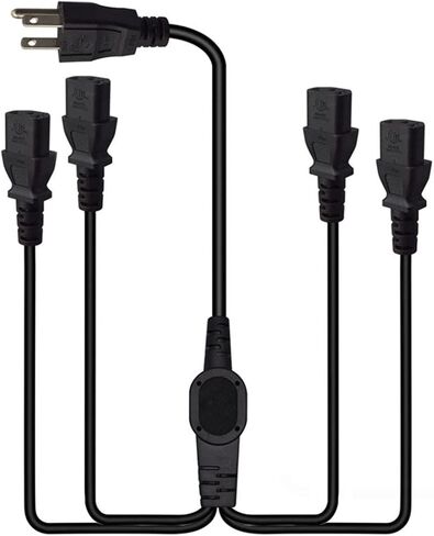 NEMA 5-15P إلى 3X C13 - كابل C13 Y، كابل مقسم سلك الطاقة Y - طاقة 3 أجهزة، قابس أمريكي 3 أقطاب إلى 3 C13 سلك مقسم طاقة الكمبيوتر (5-15P إلى 3X C13 (3.2FT/1M)) in Kuwait
