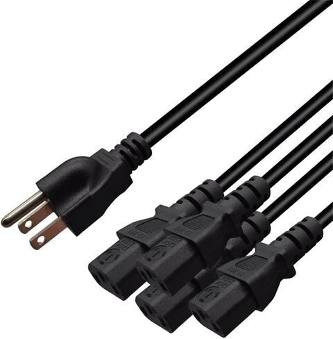 NEMA 5-15P إلى 3X C13 - كابل C13 Y، كابل مقسم سلك الطاقة Y - طاقة 3 أجهزة، قابس أمريكي 3 أقطاب إلى 3 C13 سلك مقسم طاقة الكمبيوتر (5-15P إلى 3X C13 (3.2FT/1M)) in Kuwait