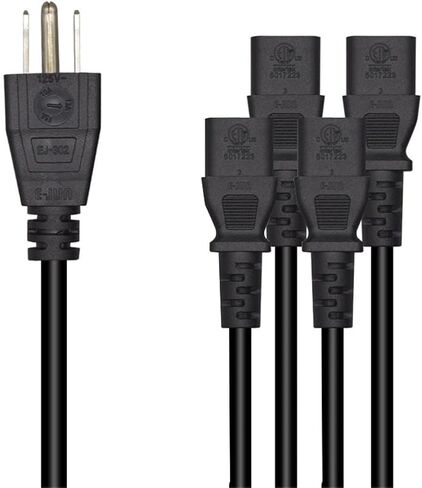 NEMA 5-15P إلى 3X C13 - كابل C13 Y، كابل مقسم سلك الطاقة Y - طاقة 3 أجهزة، قابس أمريكي 3 أقطاب إلى 3 C13 سلك مقسم طاقة الكمبيوتر (5-15P إلى 3X C13 (3.2FT/1M)) in Kuwait