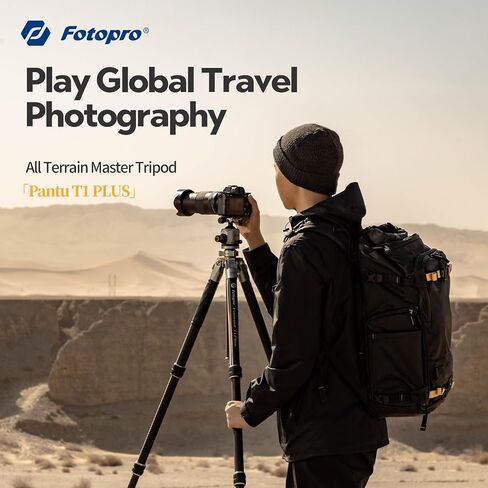 Fotopro 59 inch Travel Tripod,Carbon Fiber Tripod with 44mm Low Profile Ball Head，Camera Tripod for DSLR Video Camcorder, Max Load 44lbs,T1 Plus Basic in Saudi Arabia