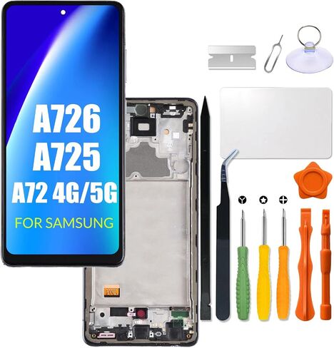 بديل لشاشة LCD Samsung Galaxy A72 مع إطار INCELL لهاتف Samsung A72/A72 5G A725F A725M A726B A726B/DS مجموعة محول رقمي لشاشة تعمل باللمس شاشة LCD مع طقم إصلاح (بدون وظيفة بصمة الإصبع) in Saudi Arabia