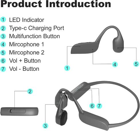Bone Conduction Headphones, Bluetooth 5.2 Open Ear Headphones with HD Mic, 10Hrs Playtime Wireless Sports Earphones, IP67 Waterproof Headset for Running, Cycling, Hiking, Driving in Saudi Arabia