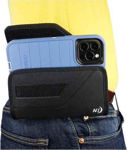 حقيبة هاتف محمول من النايلون من Nite Ize لهاتف iPhone 15 Pro Max /14 13 12 11 Pro Max، 14 Plus متينة، شديدة التحمل، حامل مشبك حزام قوي، متوافق (Otterbox Defender/Commuter) على (جانبي) in Saudi Arabia