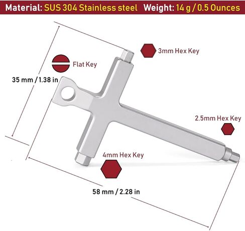 Keychain Carry Allen Wrench, 2.5mm 3mm 4mm Hex Key, Screwdriver, Multi-function Tool for Photographer Every Day Carry in Kuwait