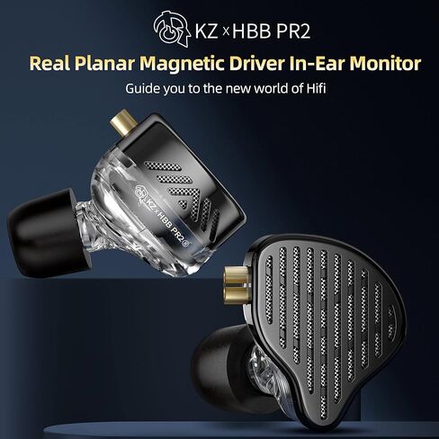 سماعات أذن KZ x HBB PR2 iem مع محرك مغناطيسي مستو مقاس 13.2 مم، سماعات أذن سلكية مريحة KZ داخل الأذن مع سماعات أذن من إسفنج الذاكرة للصوت الطبيعي الشفاف للمغنيين الموسيقيين (مع ميكروفون) in Kuwait