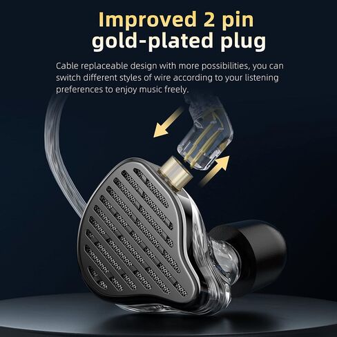 سماعات أذن KZ x HBB PR2 iem مع محرك مغناطيسي مستو مقاس 13.2 مم، سماعات أذن سلكية مريحة KZ داخل الأذن مع سماعات أذن من إسفنج الذاكرة للصوت الطبيعي الشفاف للمغنيين الموسيقيين (مع ميكروفون) in Kuwait