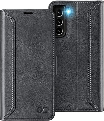 OCASE Compatible with Galaxy S21 FE 5G Wallet Case, PU Leather Flip Folio Case with Card Holders RFID Blocking Kickstand [Shockproof TPU Inner Shell] Phone Cover 6.4 Inch (2022) - Black in Saudi Arabia