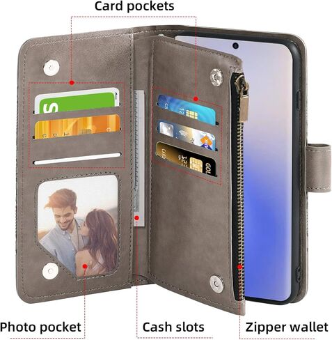 Asuwish Phone Case for Samsung Galaxy Note 20 Glaxay Note20 5G Wallet Cover with Tempered Glass Screen Protector and Flip Credit Card Holder Stand Cell Gaxaly Notes 20s Twenty Not S20 Women Men Grey in Kuwait