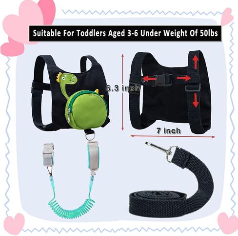 Toddler Harness with Leash Kid Anti-Lost Wrist Link Leash Child Wristband (Dinosaur) in Saudi Arabia