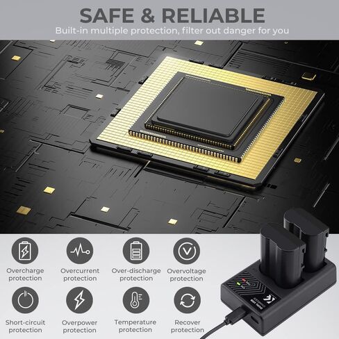 مجموعة شاحن بطارية K&F Concept EN-EL15 EN-EL15A EN-EL15B مع 10 قطع قماش تنظيف لنيكون d750، d7200، d7500، d850، d610، d500، MH-25a، d7200، z6 (عبوتان، منفذ Micro USB، 2100 مللي أمبير في الساعة) ) in Saudi Arabia
