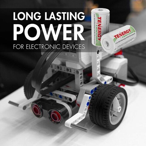 Tenergy Centura 1.2V NiMH Rechargeable D Battery, 8000mAh Low Self Discharge D Cell Batteries, Pre-Charged D Size Battery, 4 Pack, UL Certified in Saudi Arabia