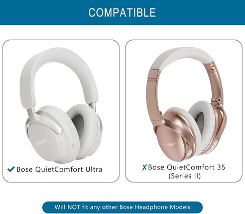 GVOEARS Replacement Ear Pads for QC Ultra, Ear Cushions for Bose QuietComfort Ultra Wireless Headphones Not Fit Bose QC35, Earpads with Softer Protein Leather, Memory Foam, Thickness - Black in Saudi Arabia