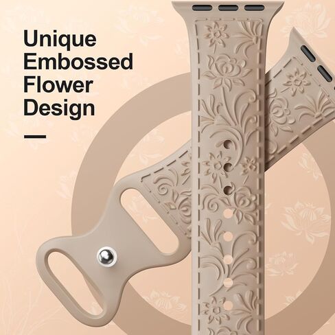 سوار منقوش بالزهور متوافق مع سوار ساعة Apple 40 مم 41 مم 38 مم 42 مم 44 مم 45 مم 49 مم للنساء، حزام سيليكون لسلسلة iWatch SE Ultra 9 8 7 6 5 4 3 in Kuwait