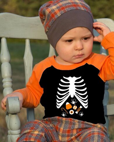 Kids Halloween Shirt Boys Girls Skeleton Pumpkin Ghost Glow in The Dark Graphic Tees Raglan Toddler Long Sleeve T-Shirt Tops in Saudi Arabia