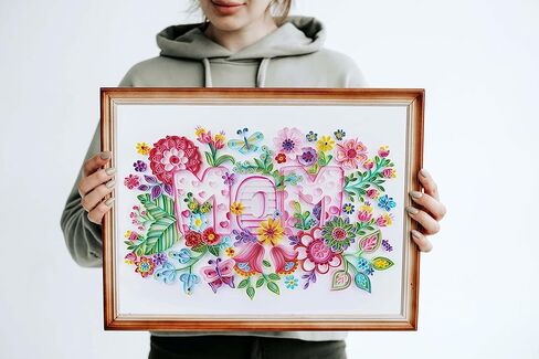 مجموعات لف اللوحة الورقية الفريدة من نوعها، لوحة بالأرقام للبالغين - ثعلب حب الأم، أفضل الهدايا المصنوعة يدويًا لتزيين الحائط (مجموعة الرسم + مجموعة الأدوات) in Kuwait