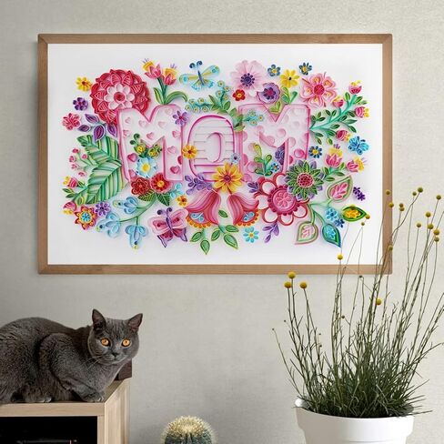 مجموعات لف اللوحة الورقية الفريدة من نوعها، لوحة بالأرقام للبالغين - ثعلب حب الأم، أفضل الهدايا المصنوعة يدويًا لتزيين الحائط (مجموعة الرسم + مجموعة الأدوات) in Kuwait